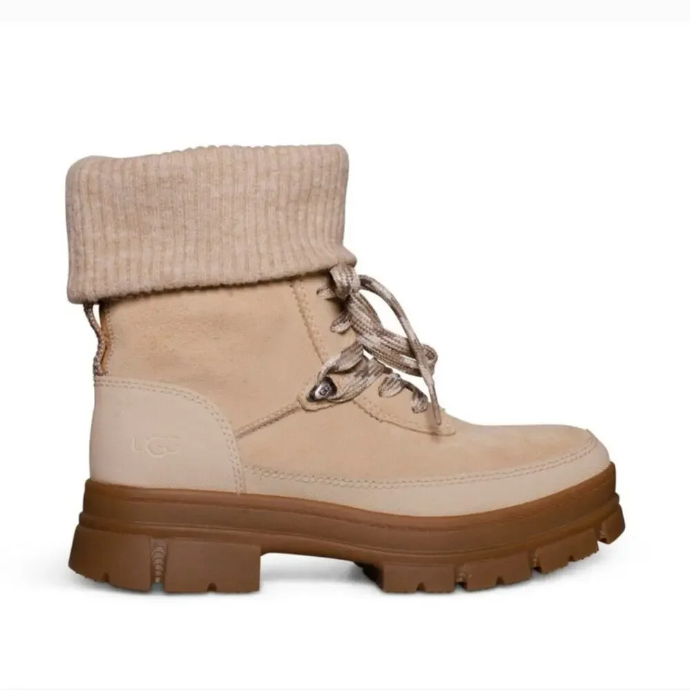 UGG ASHTON HIKER LACE UP MUSTARD SEED Lug Sole SUEDE WOMEN'S BOOTS SIZE 10
